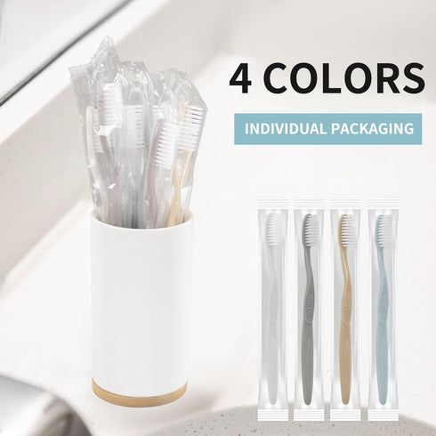 DR.BRIGHT 80 PCS Individually Wrapped Bulk Toothbrushes, Travel Toothbrush Set for Adults & Kids, Multi-Colored