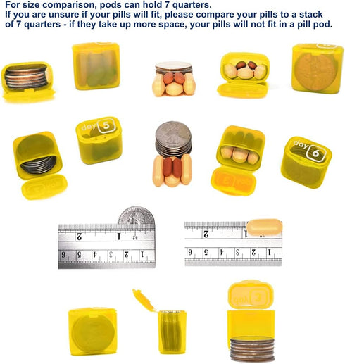 31 Day Monthly Pill Pod Organizer - Easy Medication Management for Daily Vitamins, Ready for Travel, Yellow