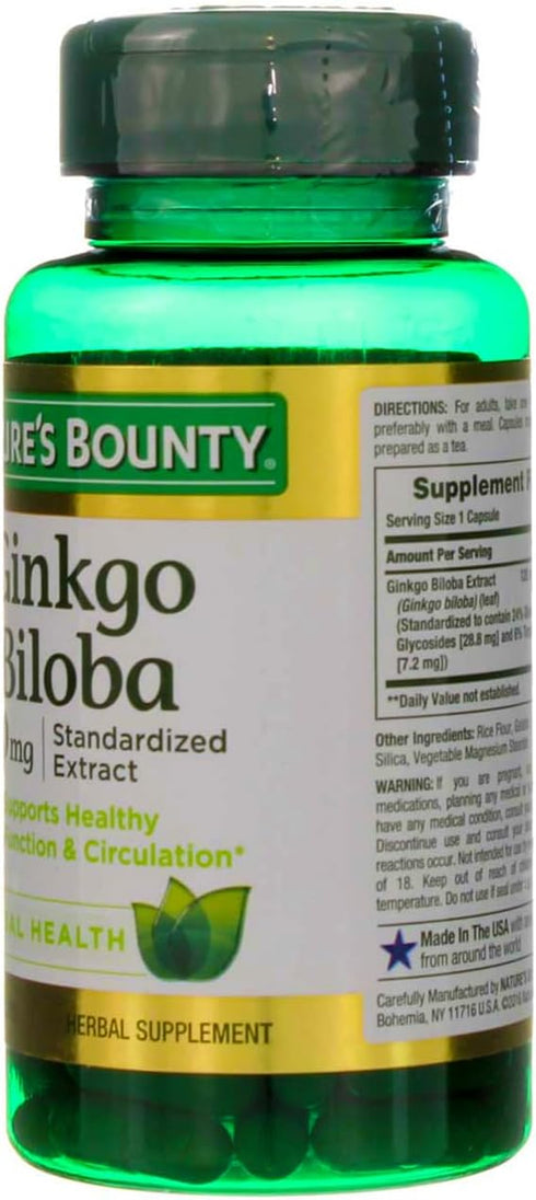 Nature's Bounty Ginkgo Biloba Capsule, 120 mg, 100 ea