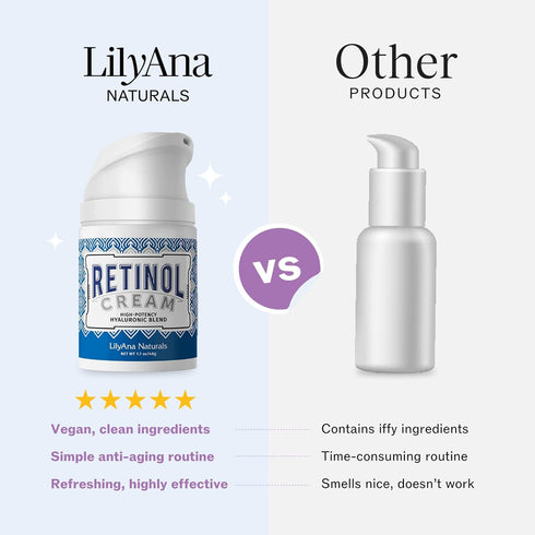 LilyAna Naturals Retinol Cream for Face - Anti Aging Moisturizer for Face and Neck, Wrinkle Cream - 0.5oz Made in USA