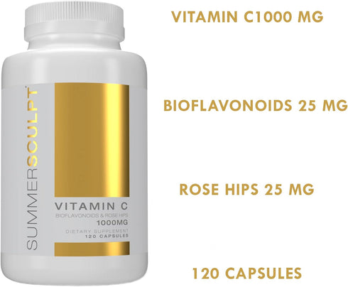 Vitamin C 1000 mg Daily Immune Support with Rose Hips & Citrus Bioflavonoids, 120 Capsules