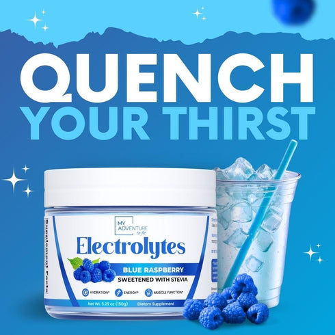 Zero Sugar Blue Raspberry Electrolytes Powder, Refreshing Hydration, 37 Servings, Vegan & Keto Friendly