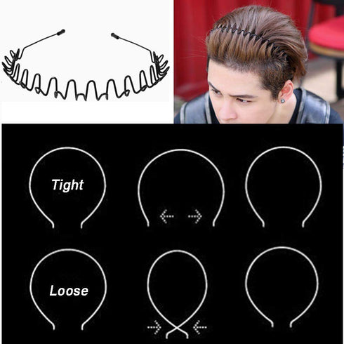 WantGor Metal Headbands for Women Men, Fashion Unisex Black Hairband Sports Headwear, Hair Accessories (6 Pack)