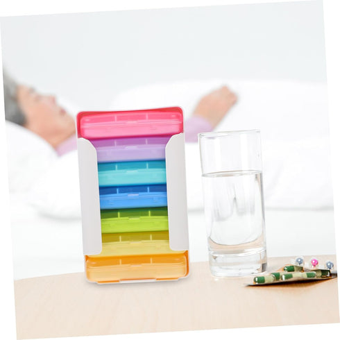 HAKIDZEL Portable Weekly Medicine Organizer Box Compact Pill Case with Compartments Travel-Friendly Plastic Holder