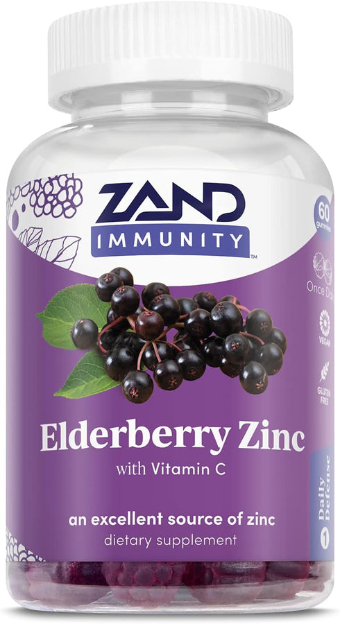 ZAND Elderberry Zinc Immunity Gummies with Vitamin C | Year-Round Immune Support for Children & Adults | 60ct