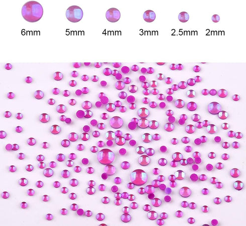 Mix Color Size 2400pcs Mermaid Rhinestones Flat Back Glass Iridescent Nail Stone Gems with 2000pcs Caviar Beads