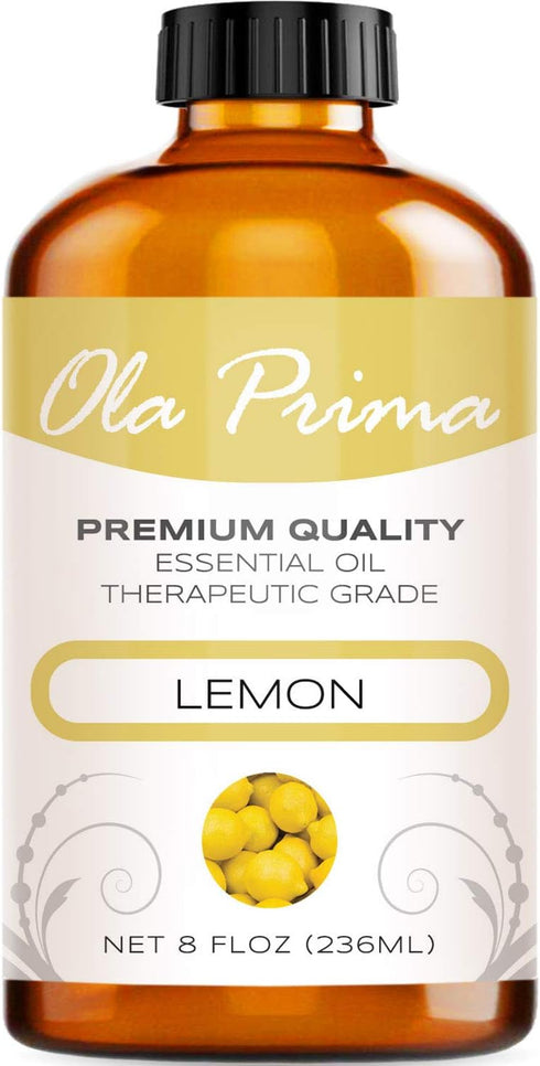Ola Prima Lemon Essential Oil - 8oz - 8 Fluid Ounces - Aromatherapy Oils for Candle and Soap Making