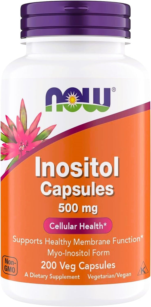 Now Foods Inositol 500 mg, Superior Myo Inositol for Healthy Membrane Function & Cellular Health, 200 Vegetarian