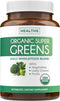 USDA Organic Greens Powder | 60 Tablets - Complete Superfood Supplement with 28 Fruits & Vegetables, Energy, Gut