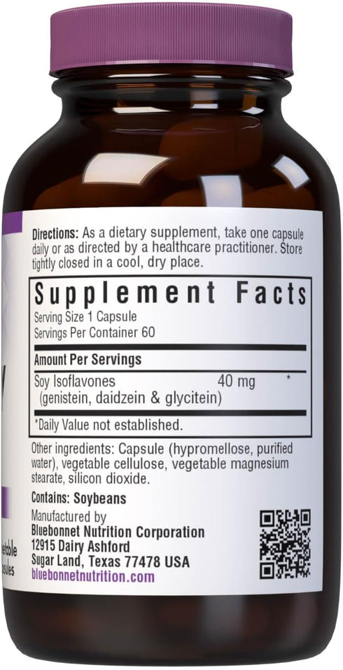 Bluebonnet Nutrition Non-GMO Soy Isoflavones, 60 Vegetable Capsules, Bone Health, Vegan, Gluten-Free