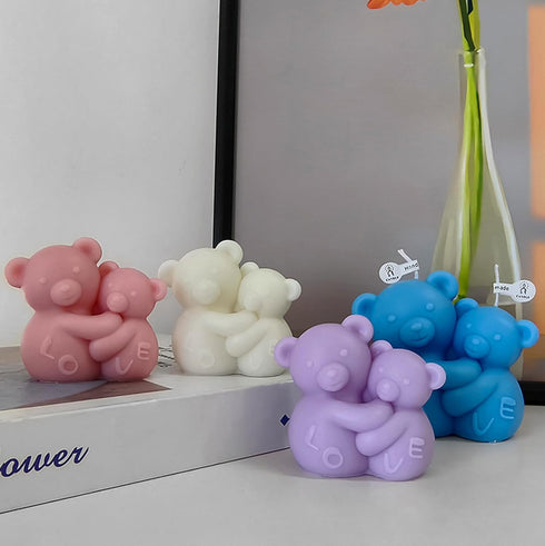 T-shin Candle,100G Hugging Bears Aroma Healing Cute Bear Family Mother Love Decorative Scented Candle for Table Photo