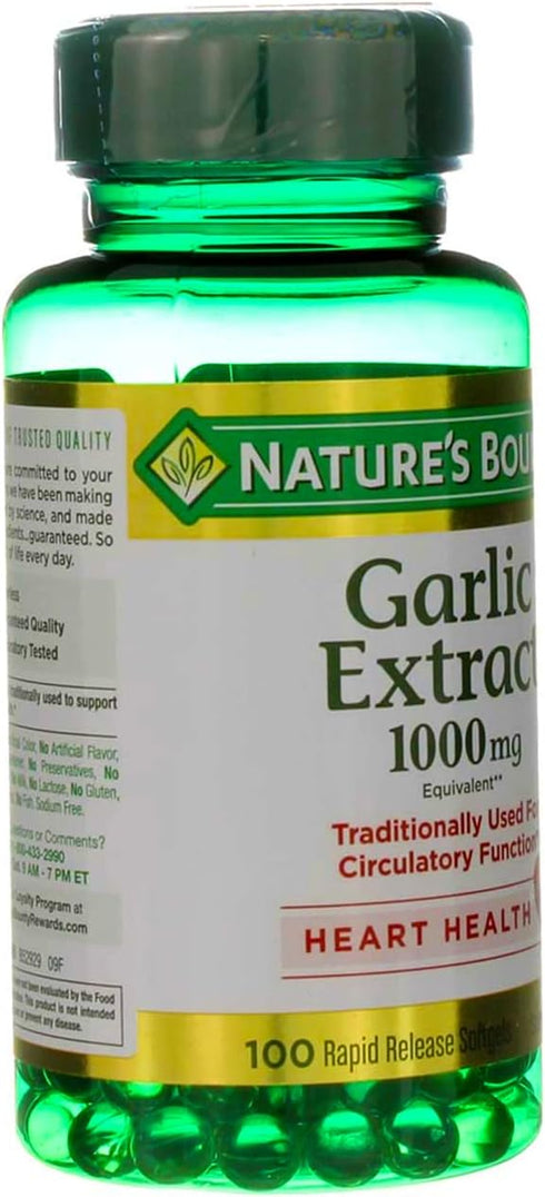 Nature's Bounty Garlic Extract - 1000 mg, 100 Rapid Release Softgels (Pack of 6)
