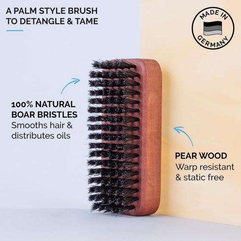 ZEUS Palm Beard Brush, Soft Boar Bristle for Men, Detangles & Smooths Facial Hair (Made in Germany) G92