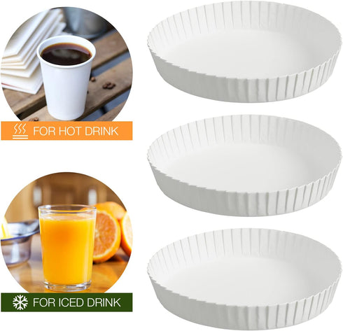 100Pcs Disposable Paper Cup Cover, Recycled Hot Cup Lid for Tea Coffee Mug, Stackable for Cafe Hotel