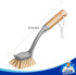 Pack 2 MR.SIGA Dish Brush with Long Bamboo Handle Built-in Scraper, Scrub Brush for Pans, Pots, Kitchen Sink Cleaning