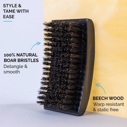 ZEUS Premium Hair Brush for Men, Grooming Beard & Hair Brush, Beech Wood & 100% Boar Bristle