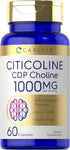 Carlyle Citicoline CDP Choline 1000mg, 60 Capsules, Non-GMO, Gluten Free