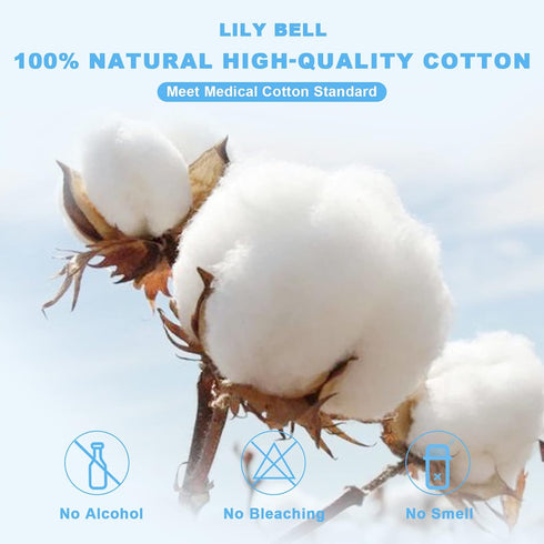 Lily Bell 100% Cotton Soft Dry Wipes, Disposable Face Towel (110 Count), Lint-Free for Sensitive Skin