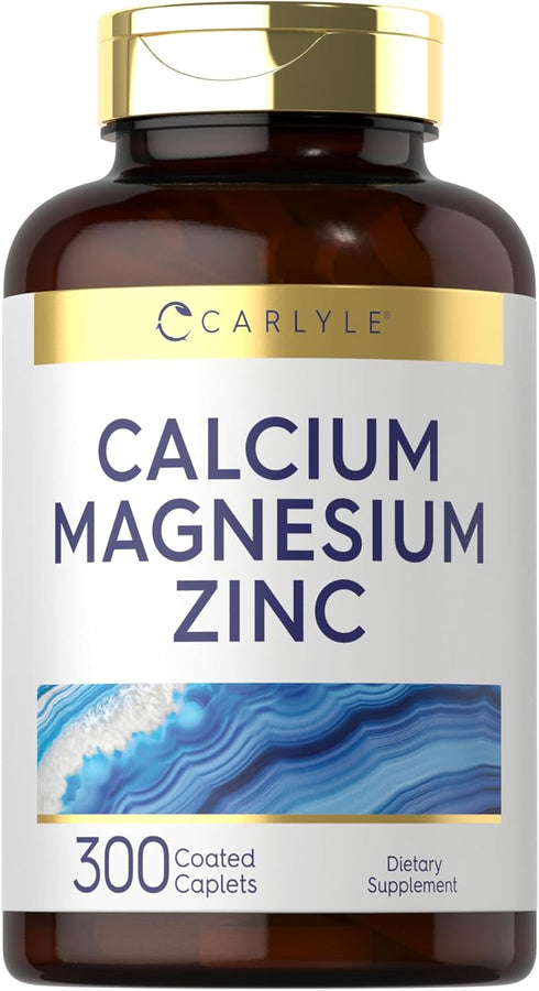 Carlyle Calcium Magnesium Zinc, 300 Caplets, Vegetarian, Non-GMO, Gluten Free Supplement