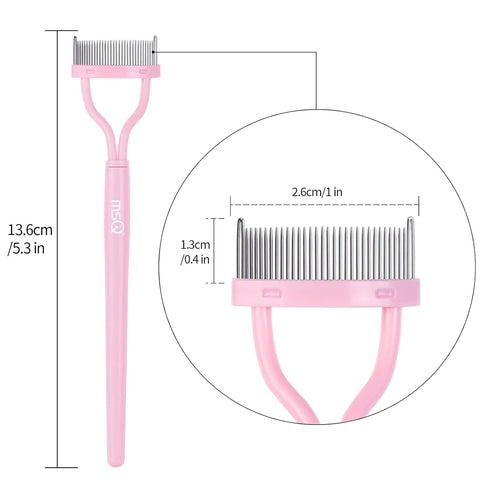 MSQ Eyelash Comb Separator with Brush and Cover, Arc Designed Cosmetic Tool (1PCS)