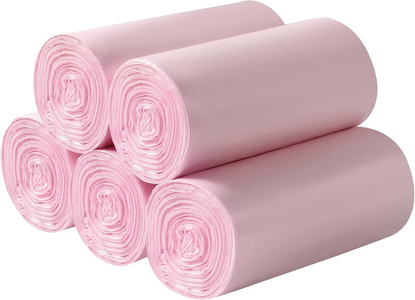 5 Rolls of Durable 4 Gallon Small Trash Bags, 200 Counts, Pink for Home Office Kitchen