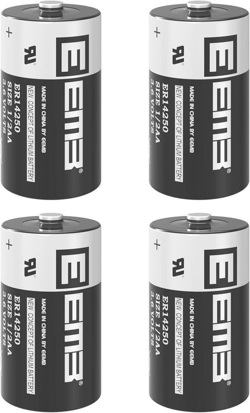 EEMB 4Pack ER14250 1/2AA 3.6V Lithium Battery, Li-SOCL2 Non-Rechargeable for Dog Collar, Meter Sensor