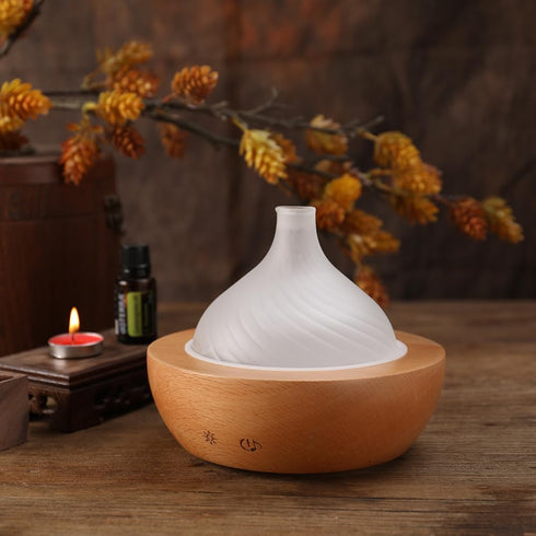 TERBRACO Essential Oil Aroma Diffuser - Electric Wood Glass Ultrasonic Fragrance Aromatherapy Scent Water Humidifier