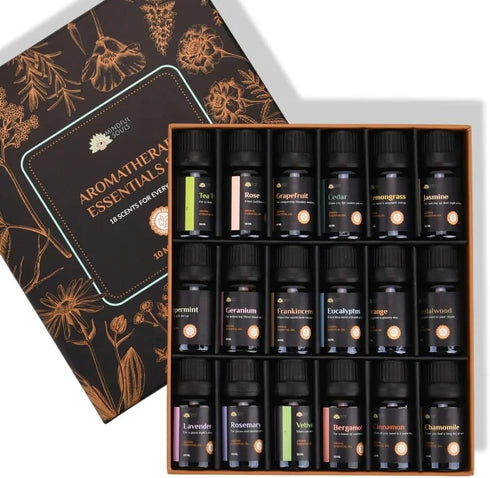 Set 18 Pack 100% Essential Oils - Pure Organic Essential Oils for Diffuser, Massage, Baths & Skincare - Natural