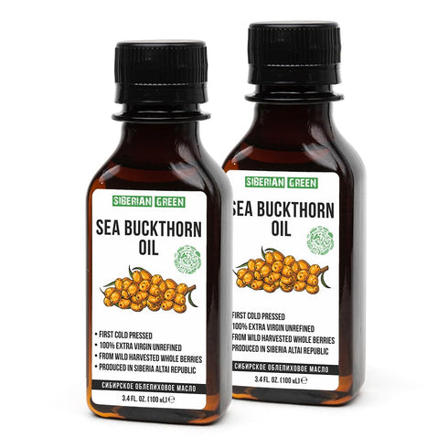 Siberian Sea Buckthorn Oil, 100% Natural Extra Virgin Cold Pressed, 100 ml / 3.4 fl oz, Unrefined Vegan Healthy Diet