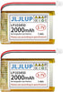 JLJLUP 2Pcs 3.7V Lipo Battery 2000mAh Rechargeable Lithium Polymer Batteries Pack with PH