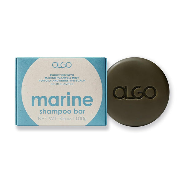 Marine Shampoo Bar 3.5 oz - Vegan Solid Shampoo Bar for Normal to Oily Scalp with Biotin and Menthol