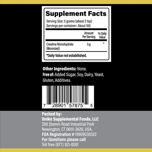 Creatine Monohydrate Powder, Pure Micronized Creatine for Muscle Mass, Athletic Performance, and Recovery, Unflavored