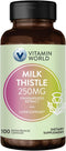 Vitamin World Milk Thistle (Silymarin) Standardized Extract 250mg, 100 Capsules, St. Mary’s Thistle, Antioxidant,