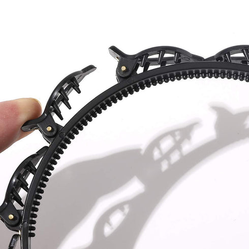 Women's Fashion Headbands with Clips - Thin Plastic Braided Twist Plait Hairpin for Workout, Double Layer Hair Tools