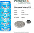 Renata 370 SR920W 1.55V 370 (2 Count) Batteries - Silver Oxide Watch Battery