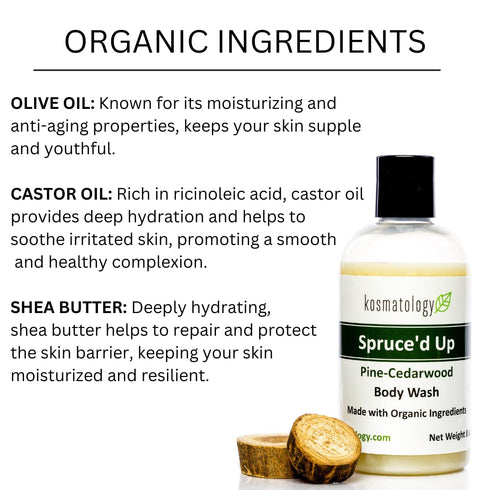Spruce’d Up Organic Body Wash | Moisturizing Cleanse | Infused with Pine, Cedarwood & Cinnamon Essential Oils | 8 fl oz