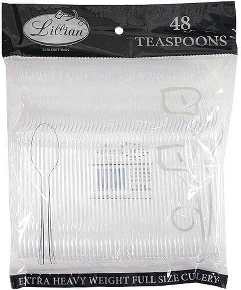 Lillian Tablesettings Premium Plastic Teaspoon, Clear - 48 Count