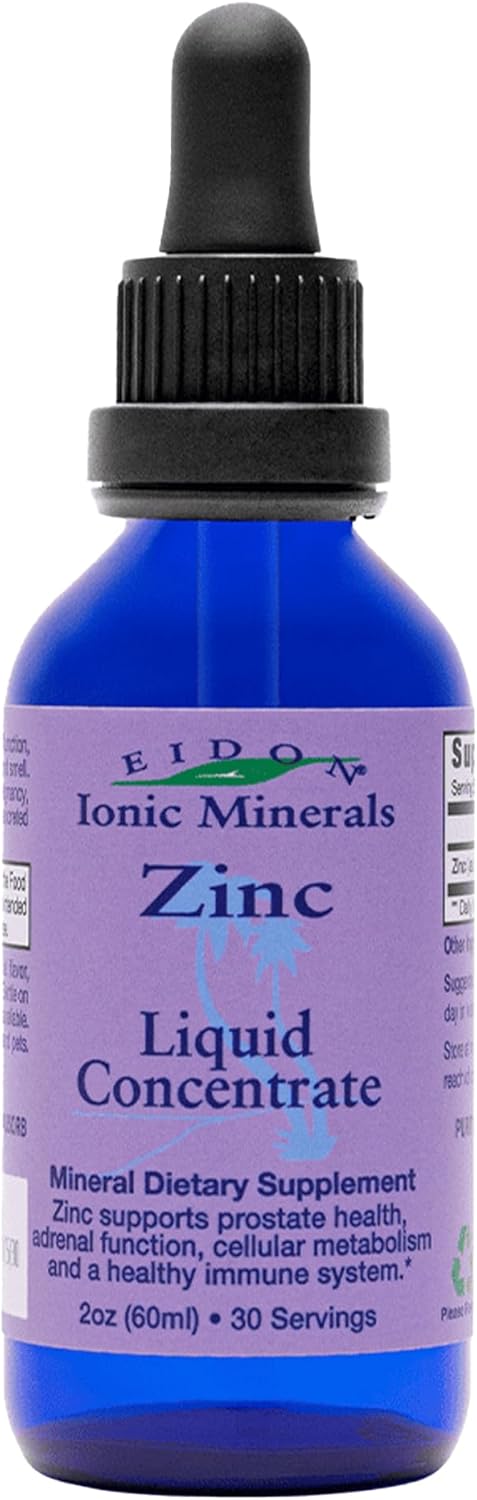 Eidon Ionic Minerals Liquid Zinc Concentrate, Ionic Zinc Supplement Drops, 2 oz, Immune System Support