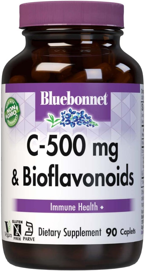 BlueBonnet Vitamin C 500 mg Caplets Plus Bioflavonoids - 90 Count