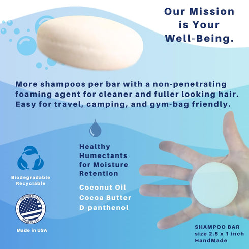Spiraleaf Shampoo & Shave Bar – Plant-Based Shampoo & Shave Bar for All Hair Types, Unscented
