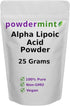 Alpha Lipoic Acid Powder (RS-ALA, Pure ALA) Antioxidant (25 Grams) - Multiple Sizes, Scoop Included