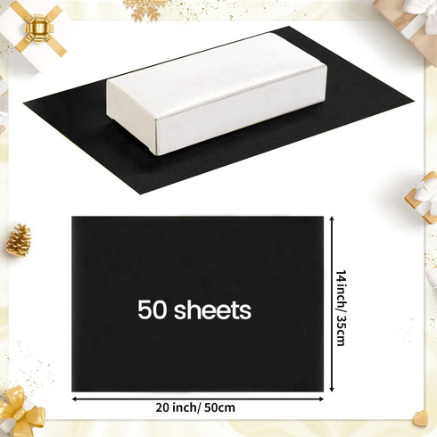 50 Sheets Black Tissue Paper for Gift Bags - 14 x 20 Inches Recyclable Black Wrapping Paper for Weddings Birthday DIY Project Christmas Gift Wrapping Crafts Decor