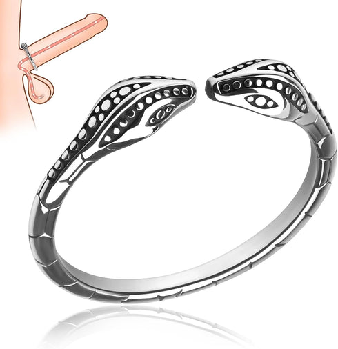 Romi Male Penis Ring Stainless Steel Cockrings Smooth Snake-Shaped Delay Glans Ring