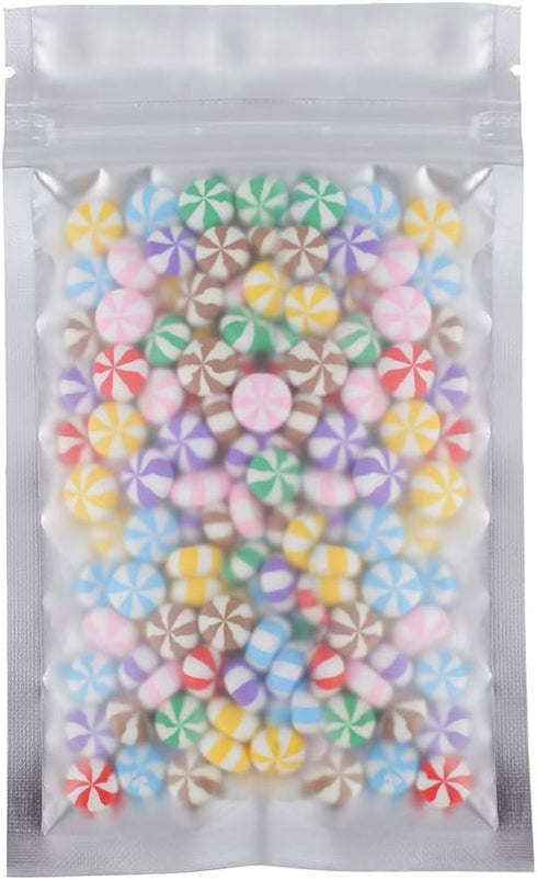100pcs Frosted Clear Window Flat Colored Metallic Foil Resealable Zipper Seal Bags (Black, Flat, 3oz)