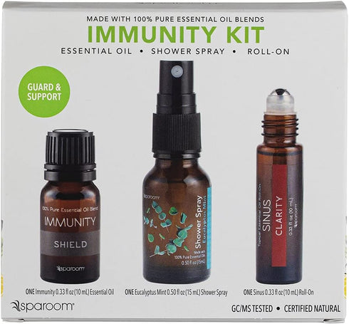 Immunity Immunity SpaRoom Travel Kit, Essential Oil Blend, Eucalyptus Mint Shower Spray, Sinus Topical Roll-on