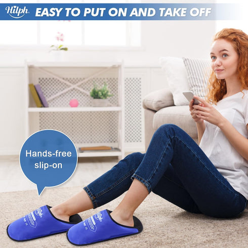 Foot Ice Pack Slippers Hilph for Plantar Fasciitis 2 Packs, Reusable Hot Cold Gel Ice Slipper for Foot and Broken Toes