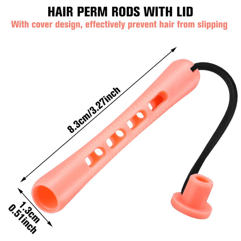WILLBOND 60 Pcs Perm Rods for Long Hair, Plastic Curl Rods, Cold Wave Irons, Shell Pink