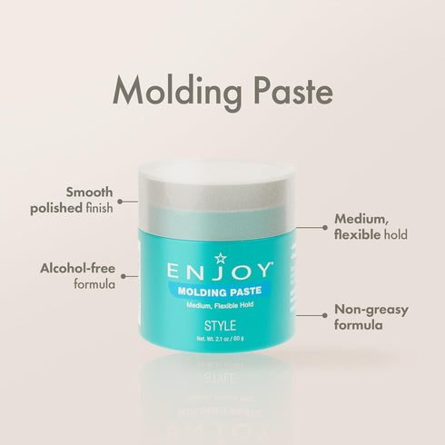 Molding Paste, Non Greasy Flexible Moveable Texture, Medium Hold, Incredible Shine All Day, 2.1 Oz by Enjoy