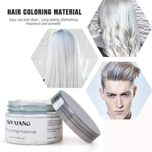 White Hair Color Wax Pomades, 4.23 oz - Natural Hair Coloring Wax for Cosplay and Party