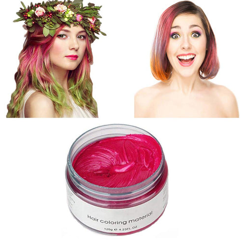 Pink Red Hair Color Wax, Temporary Hairstyle Cream 4.23 oz for Party, Cosplay, Halloween, Daily Use, Clubbing